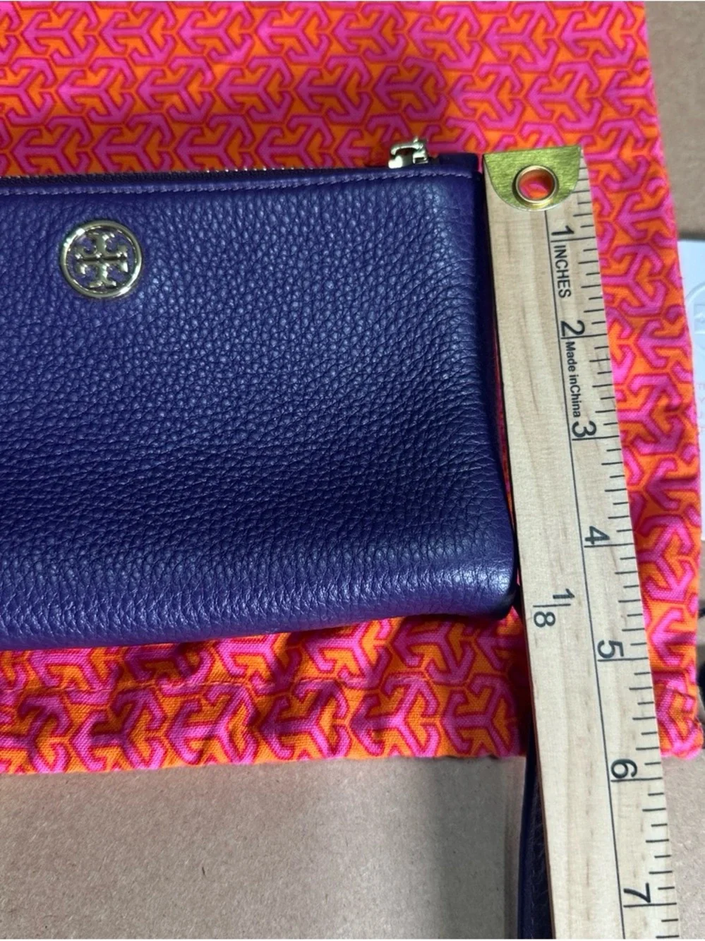 Tory Burch Robinson Foldover Crossbody Bag Purple Pebbled Leather Tassel